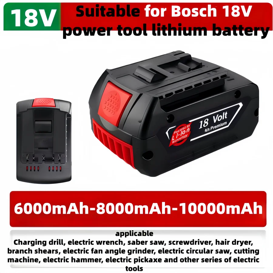 Suitable For Bosch 18V cordless drill 10.0Ah lithium-ion battery, applicable models: BAT609, BAT609G, BAT618, BAT618G, BAT614