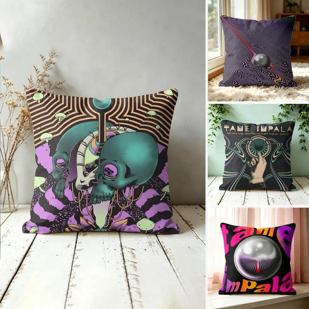 Music Band T-Tame Impala Cushion Cover Wrinkle-Resistant Short Plush Cushion Covers Breathable Machine-Washable