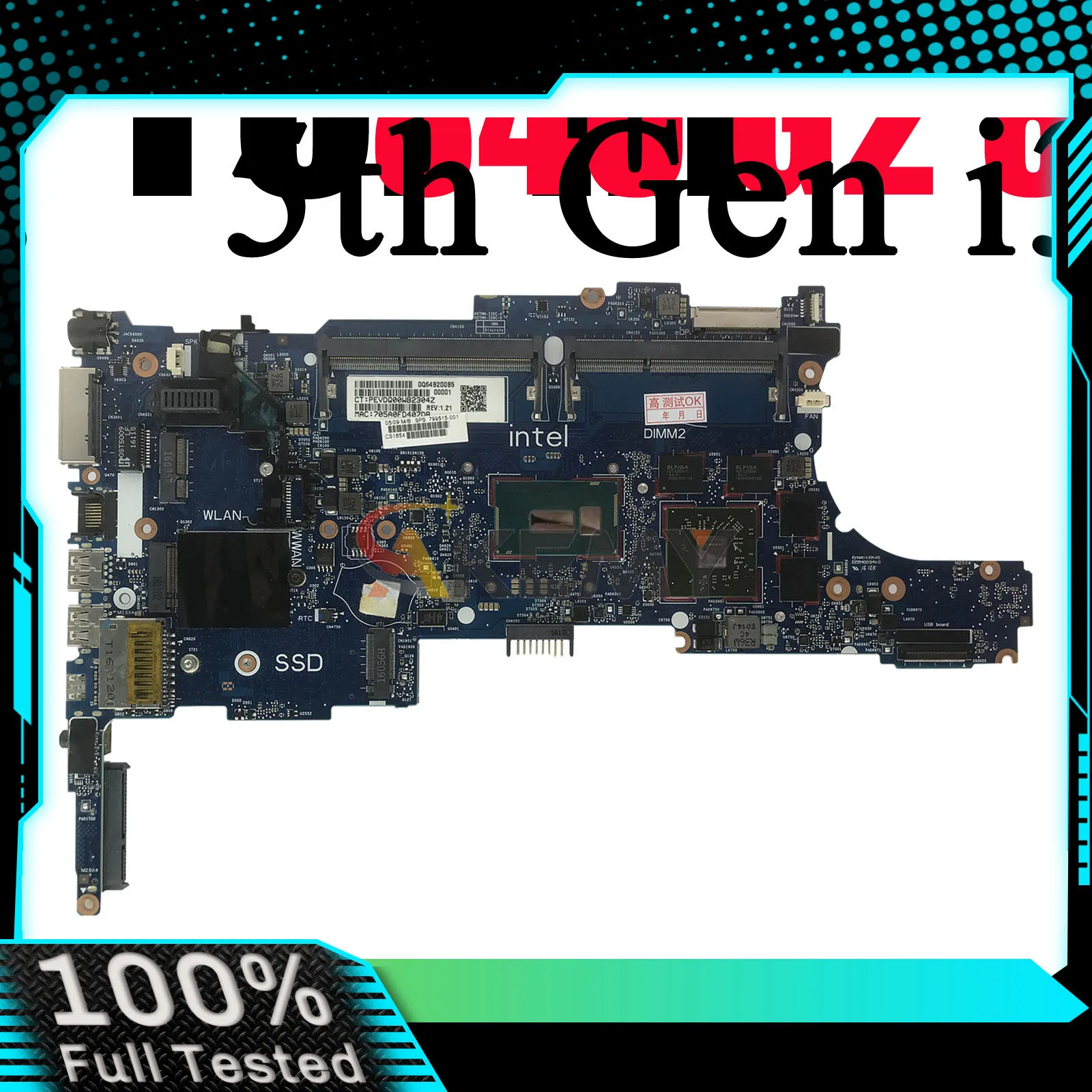 

6050A2637901 для ноутбука HP EliteBook 840 G2 850 G2, материнская плата с процессором i5 i7 5-го поколения 216-0855009 799510-601, 100% полностью протестировано