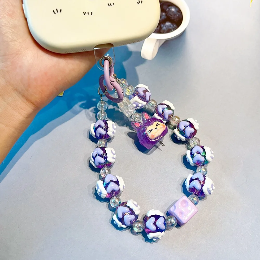 Colgante para teléfono móvil con cuentas de gato acrílico antipérdida, cadena para bolso, nuevo