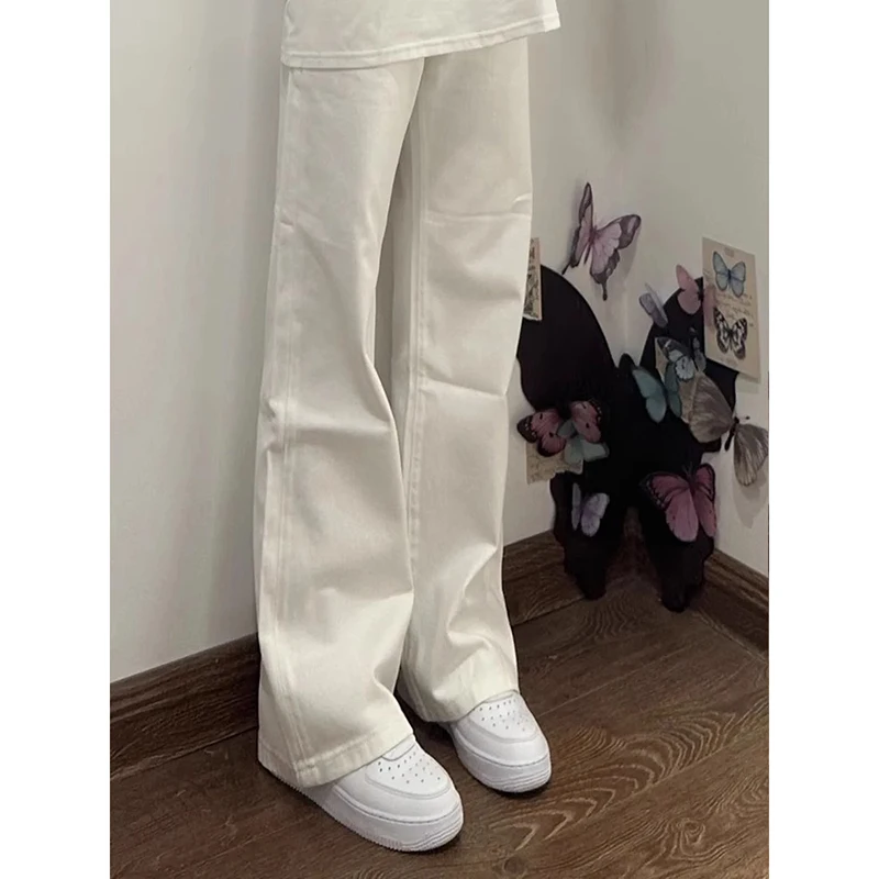 Cleanfit Elastic Micro Flared Jeans Men's White Denim Slimming Trendy Autumn Wear Youthful Long Pants Middle Waist Zipper