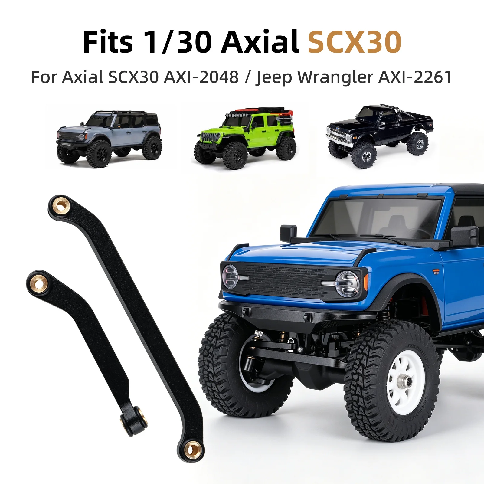 Acekeeps Aluminum Steering Links 2Pcs 39mm for Axial SCX30 1/30 RC Crawler Bronco K10 JLU Tacoma Brass Bushings Black Silver