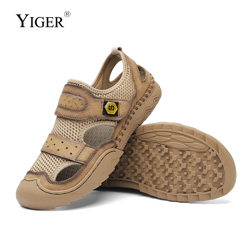 

YIGER Men's Sandals Outer Wear 2022 Spring New Baotou Casual Hollow Youth Outdoor Sports Beach Tide Shoes Casual Beach Sandals