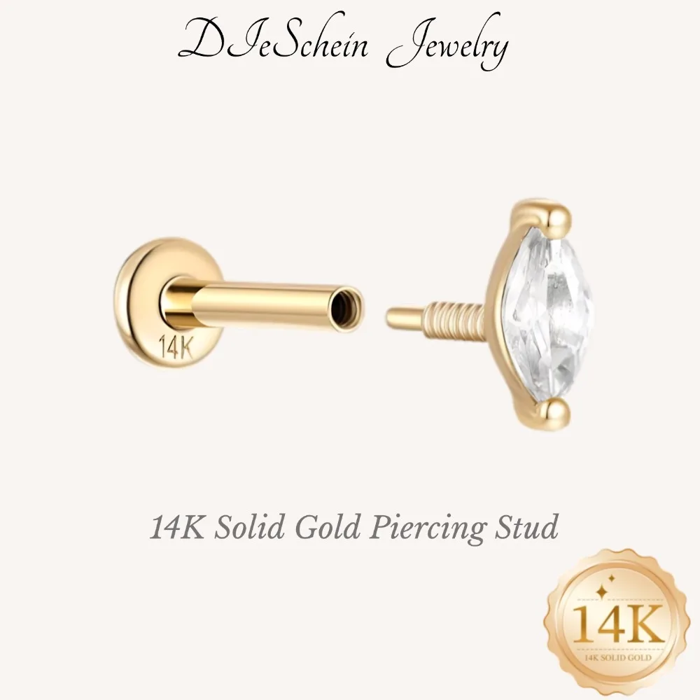 DIeSchein 14K Solid Gold Cartilage Earring for Women Helix Daith Tragus Septum Clicker Hoop Hypoallergenic Piercing Jewelry