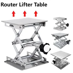 Lift Table Lab Plate Jack Scissor Stand Platform Aluminum Router Lifter Table Adjustable Woodworking Laboratory Lifting Plate