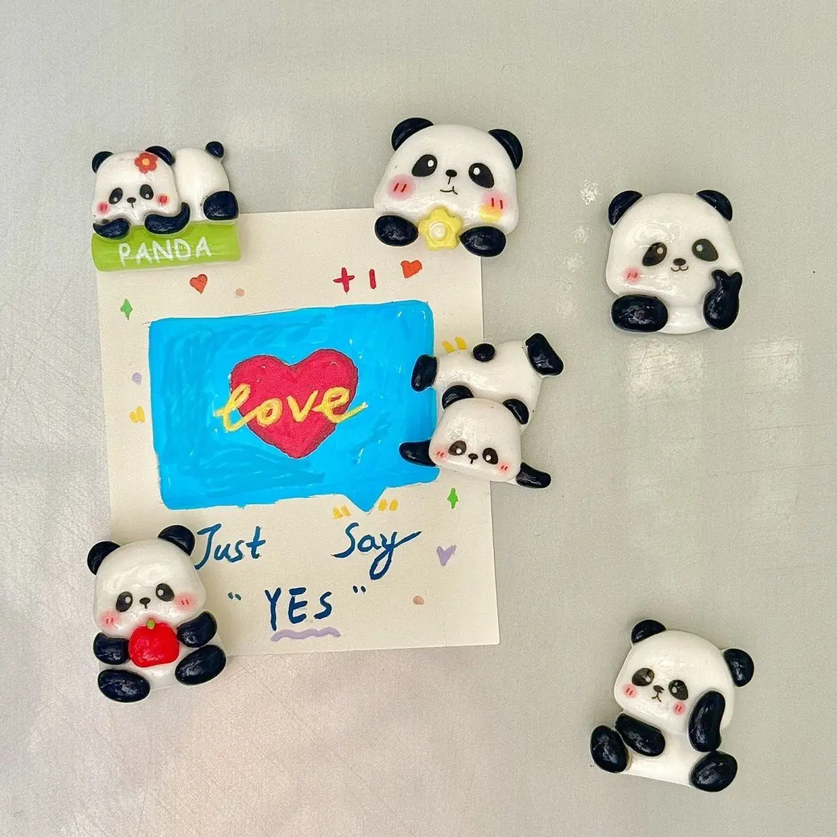 6pc 3D Panda Refrigerator Sticker Creative Magnets Cartoon Home Decor Refrigerator Gift Office Whiteboard Gadget Accessories