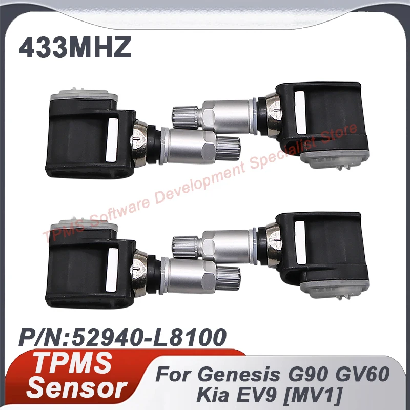 

TPMS Tire Pressure Sensor For Genesis G90 2023-2024 GV60 2022-2027 Kia EV9 433MHZ 1/4PCS 52940-L8100 52940-T4000
