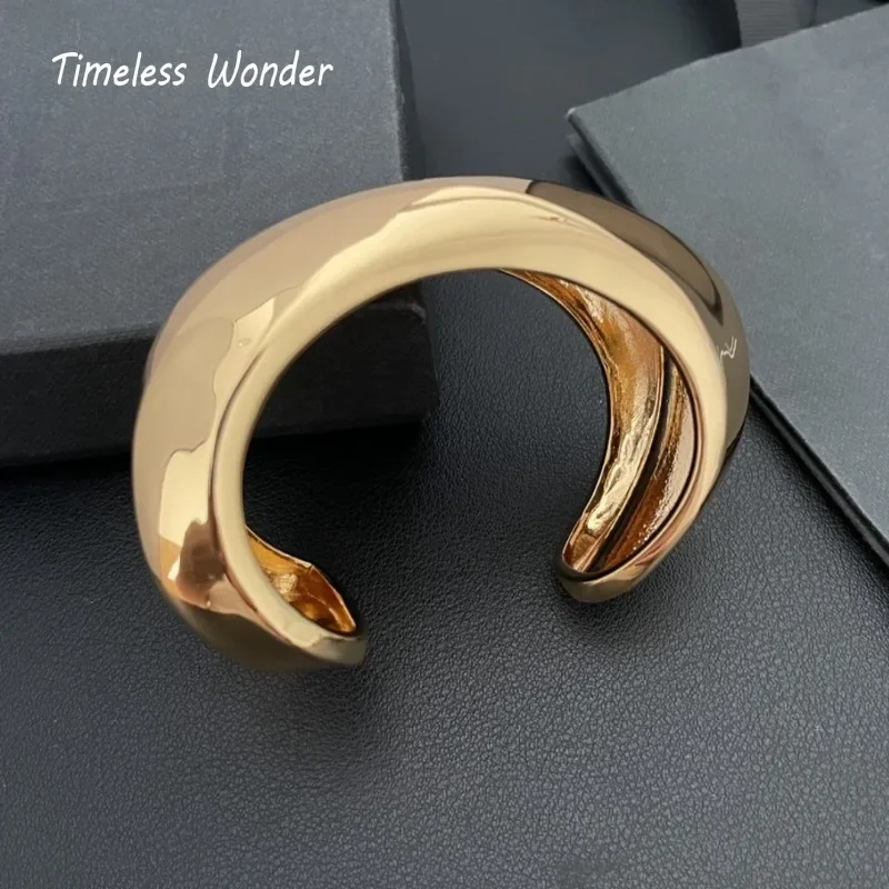 Timeless Wonder Fancy Brass Geo Cuff Bangles for Women Designer Jewelry Punk Goth Runway Luxury Top Party Rare Statement 4526