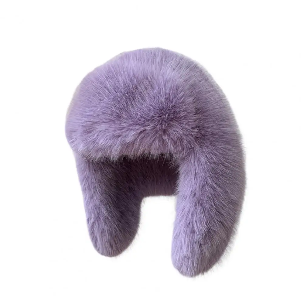 Charming Knit Hat Lei Feng Hat Winter Skiing Headwear Women’s Warm Outdoor Accessories Solid Color Imitation Fox Fur Weather