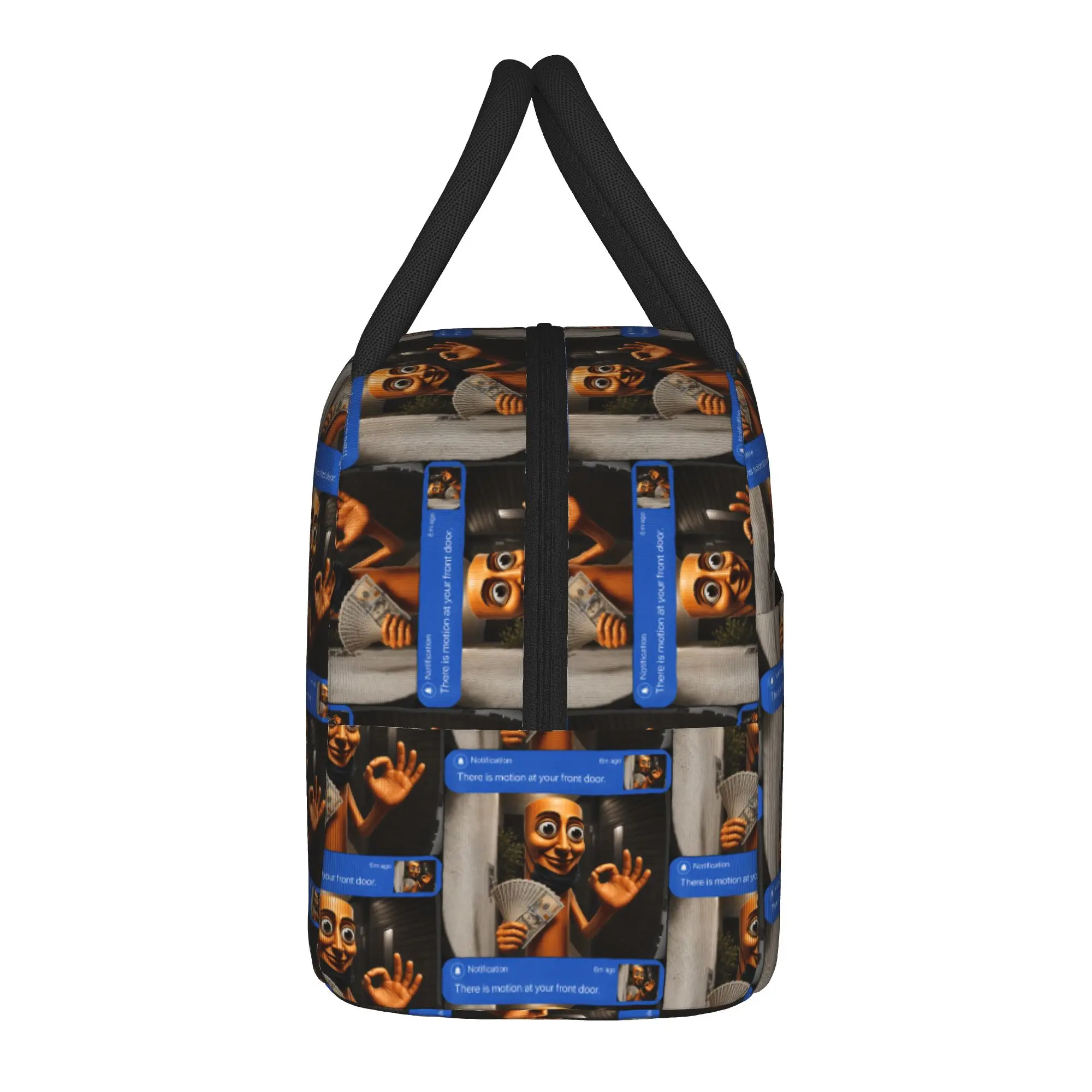 There is Motion at Your Front Tung Tung Sahur Money Lunch Bag Portable Lunch Box Picnic Cooler Bag Oxford Thermal Tote Handbags