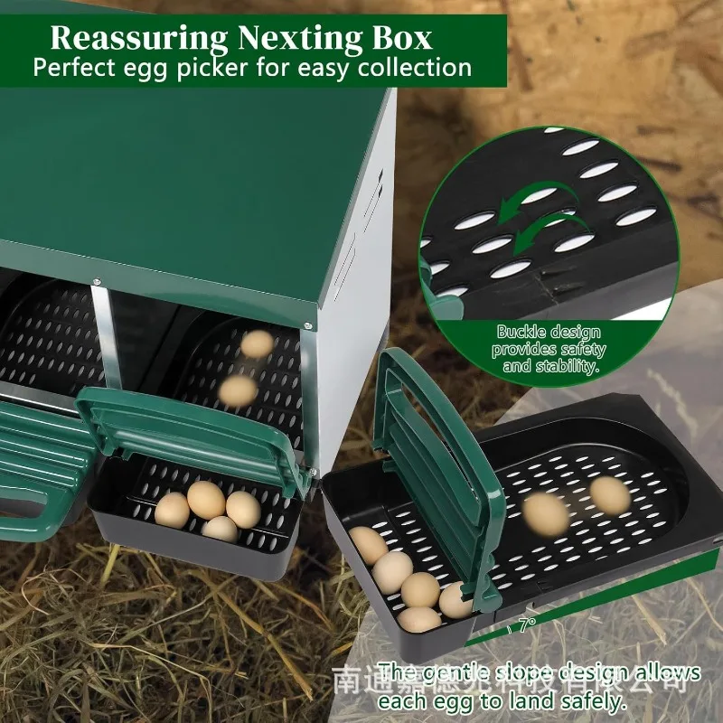 Galvanized 3 Nest Egg Laying Box Hanging Wall Mount for Chicken Coop Poultry Cage Nesting