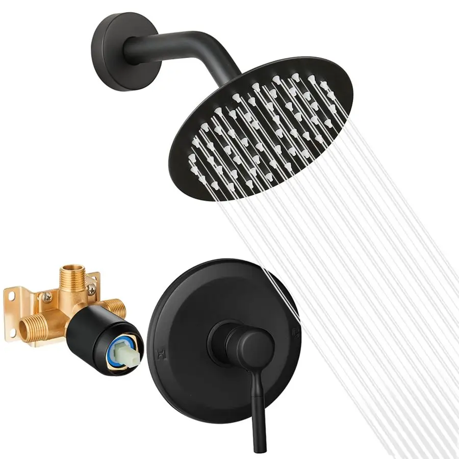 

Shower Head And Faucet Set Complete With Valve Shower Fixtures With 6 Inch High Pressure Rain Shower Head Trim kit Regaderas Par