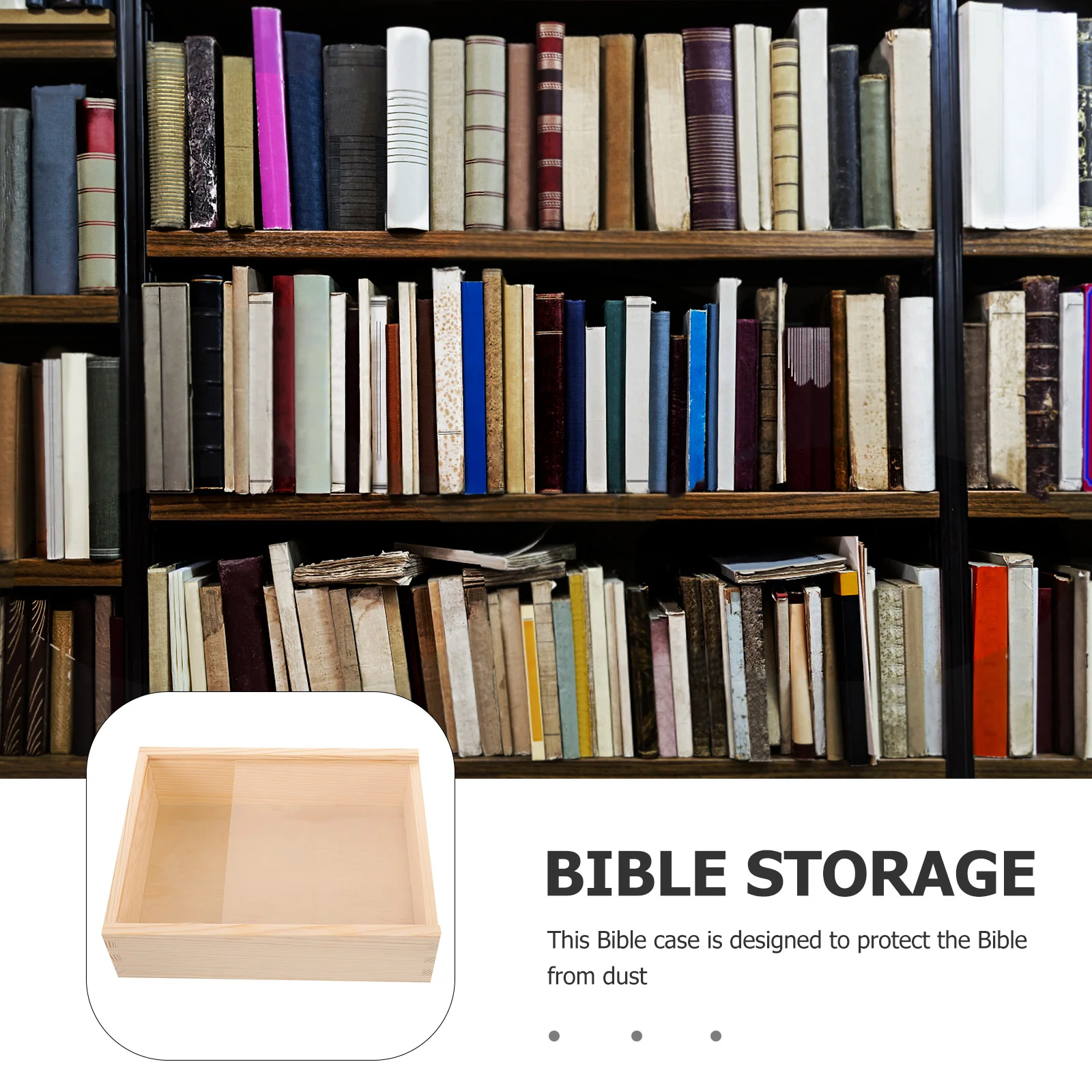 

Wood Large Capacity Bible Box Solid Storage Case Pullout Cover Decorative Vintage Bible Box Storage Case