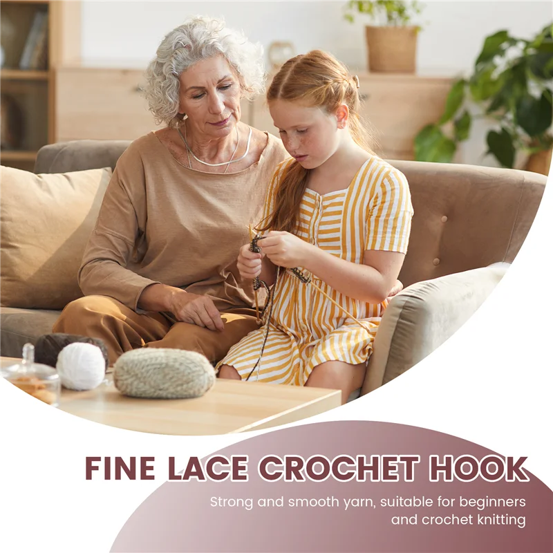 Set Jarum Rajut dan Crochet 16 Pcs dengan Gagang ABS, Ukuran 0.5Mm-2.5Mm, 16 Ukuran