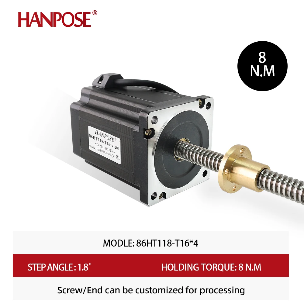 NEMA34 hanpose 86HT118, Trapezoidal Linear Screw Motor T8: High-Torque, High-Speed Lifting Motor for Industrial Machinery