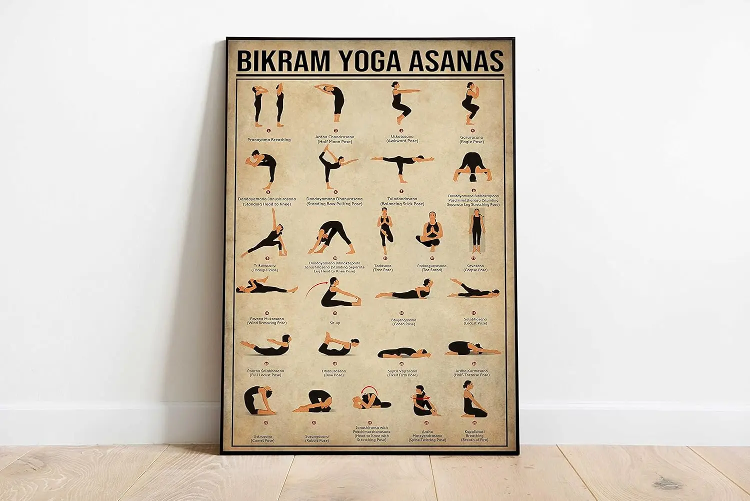 Metal tin Sign Bikram Yoga Asanas Knowledge Metal Poster, Yoga Wall Art, Yoga Print, Yoga Poses Metal Poster, Yoga Decor, C sign