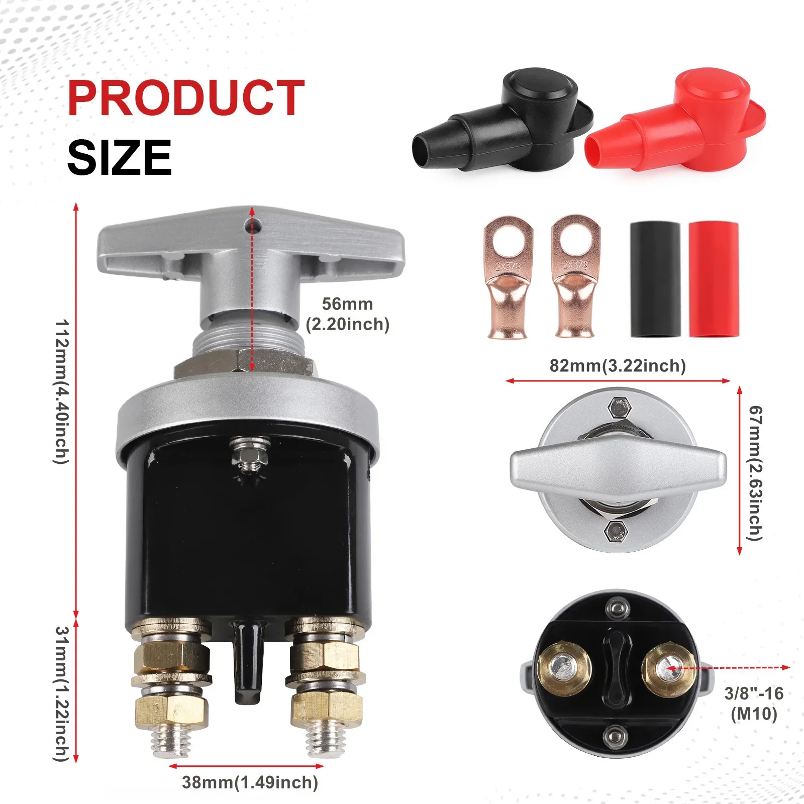 Battery Circuit Cutter 1500A Heavy Duty Battery Kill Mass Switch Kit For RV Camper Van Truck Boat Rush Cut Isolator Kill Switch