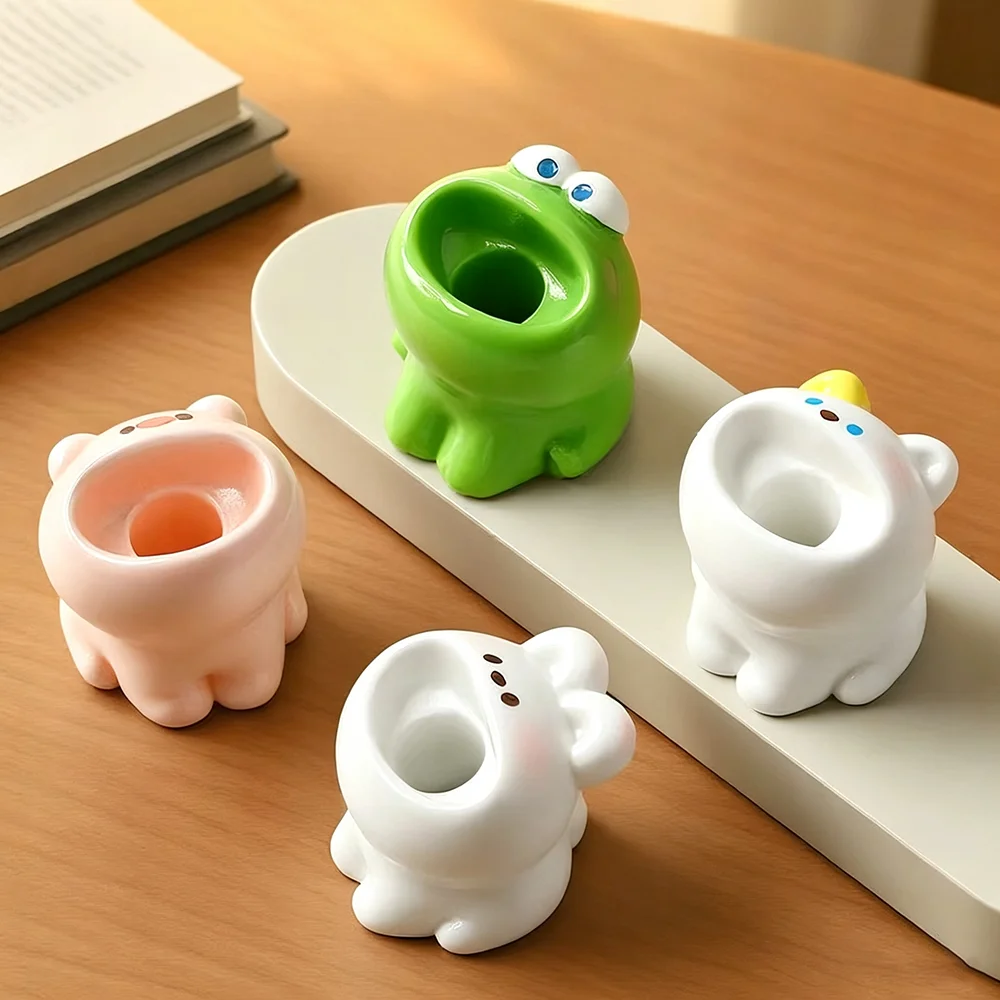 Nail Pen Cartoon Storage Pen Holder Ornament, Nail Tool Polishing Head Storage Cartridge, Mini Cute Animal Shaped
