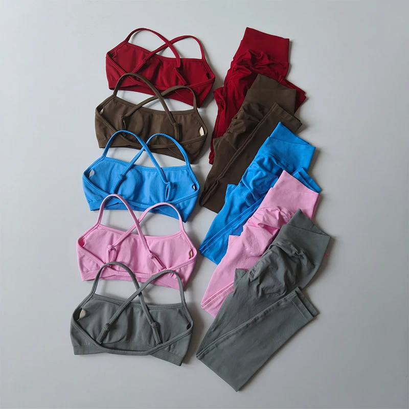 طماق مجموعة النساء سلس اليوغا مجموعة اللياقة البدنية الملابس عالية الخصر الصالة الرياضية يغطي الرجل مبطن تانك القمم تجريب اللياقة البدنية الرياضة حمالات الصدر البدلة #1