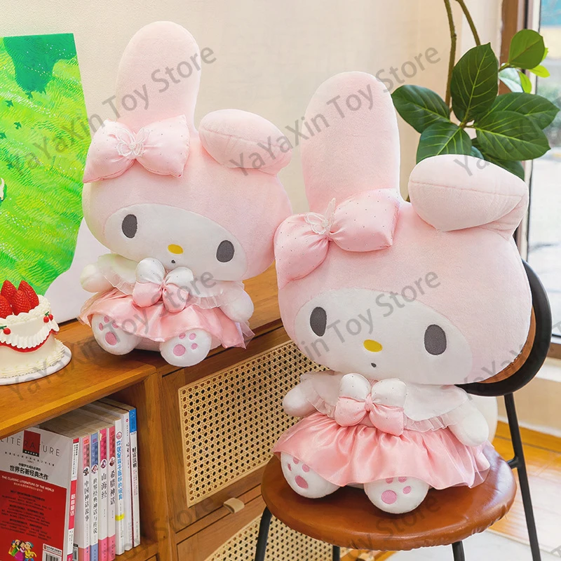 

Плюшевая игрушка Sanrio My Melody Kuromi с бантом, большая, очень мягкая, милая, коллекционная, подарок на день рождения для девочек и детей