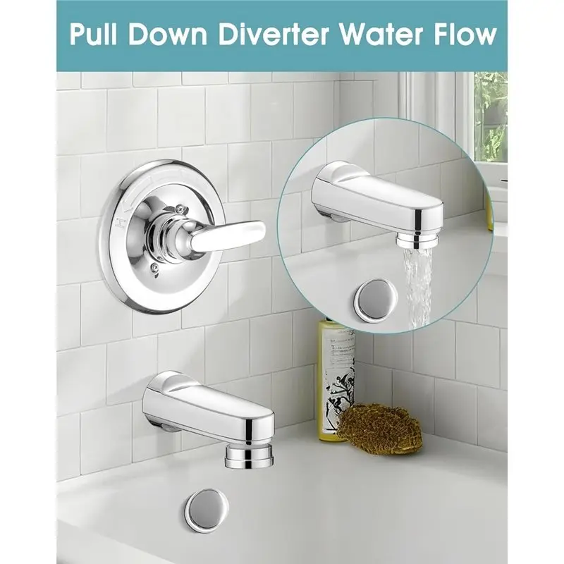 AT02-Metal Pull Down Bathtub Spout With Diverter For Delta Faucet RP17453 TUB SPOUT, One Size, Chrome