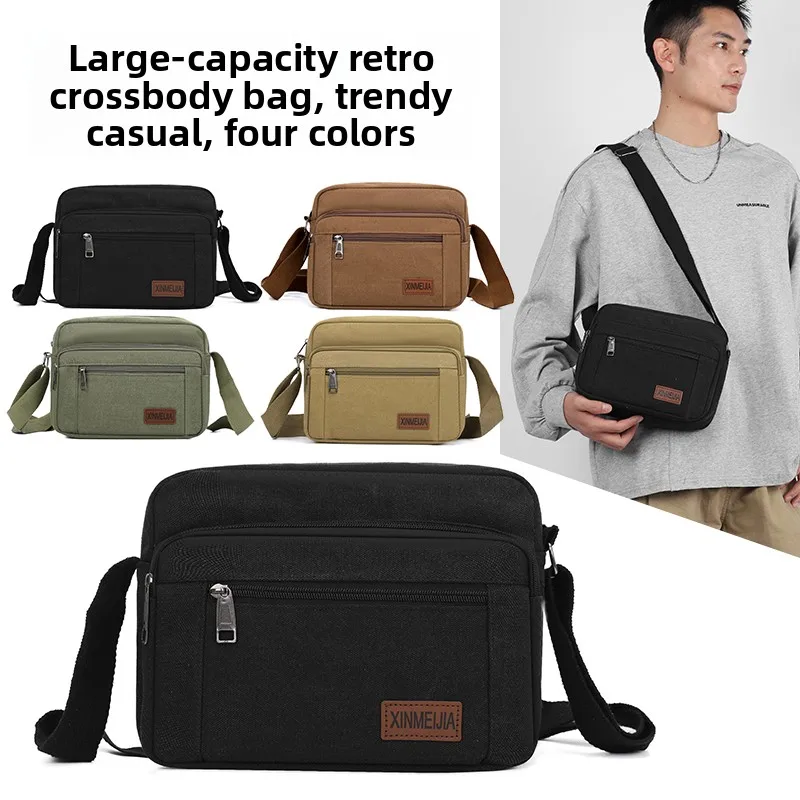 

Vintage Messenger Bag for Men Canvas Crossbody Sling Bag Men's Shoulder Bag Casual Travel Outdoor Hiking Sport Bag Waterproof