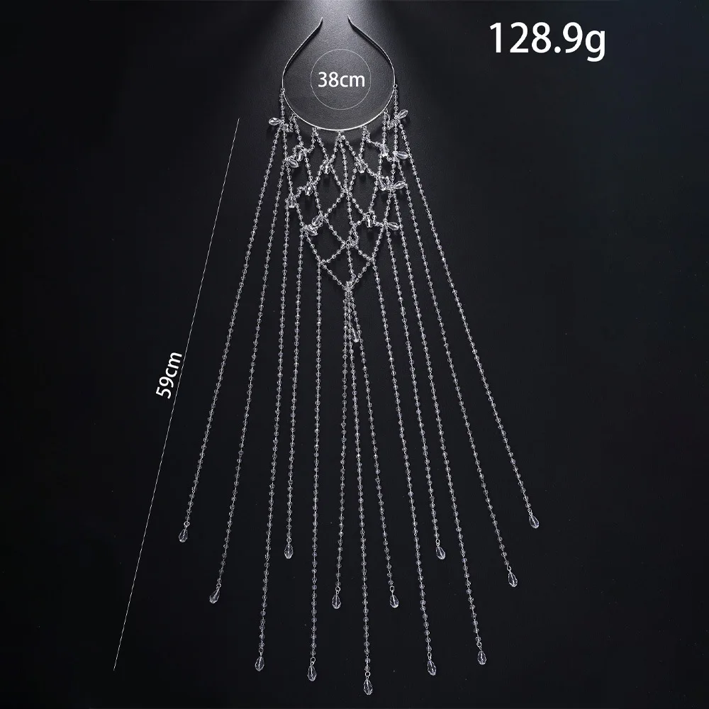 بوهو الأبيض كريستال رئيس سلسلة رائعة الزفاف الجبين مجوهرات الزفاف الشعر سلسلة حك اكسسوارات للنساء هدايا 2025 #3