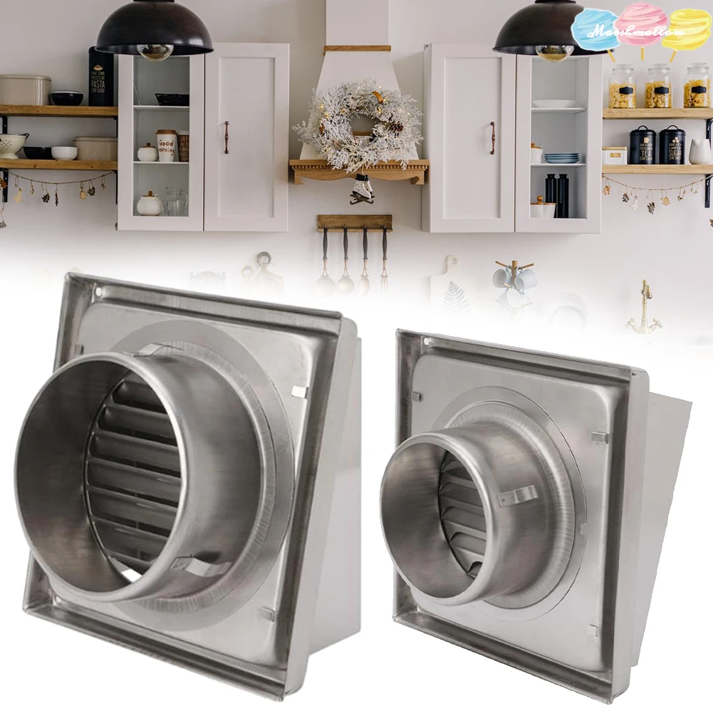 4/5 Inch 304 Stainless Steel Wall Hood Air Vent Grille Diffuser Duct Ventilation Cover Extractor Outlet Louvres 100/125mm