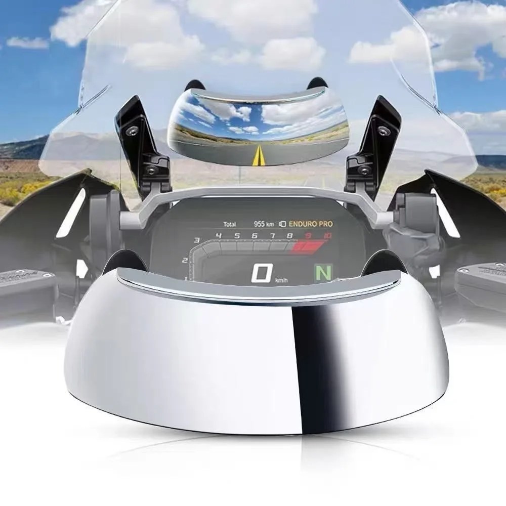 180 Degree Panoramic Motorcycle Rearview Mirror, Windshield Dashboard Wide-angle Blind Spot Assist Rearview Mirror