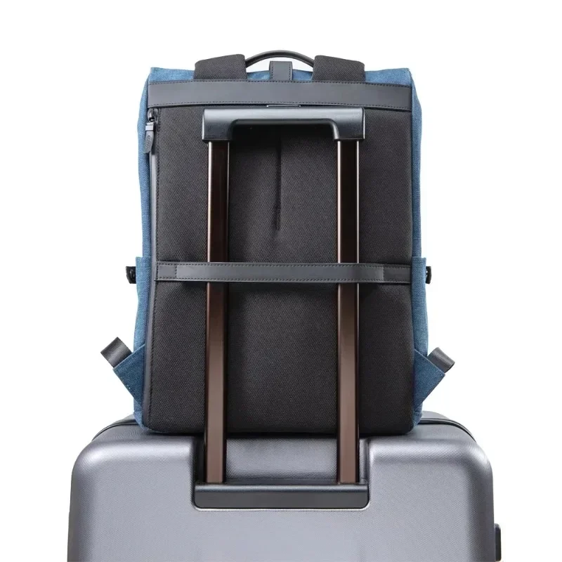 Xiaomi 90FUN NINETYGO Grinder Oxford Backpack15.6 بوصة حقيبة لابتوب النمط البريطاني على ظهره للرجال والنساء حقيبة مدرسية للبنين بنات