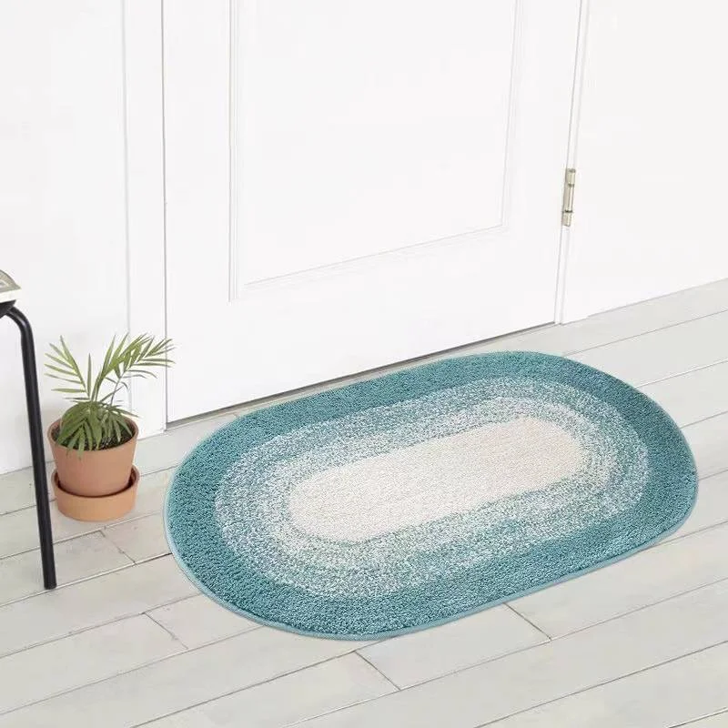 VIKAMA Gradient Edge Elliptical Bath Mat, Soft, Absorbent, Non Slip Door Mat, Indoor Entrance Home Decoration