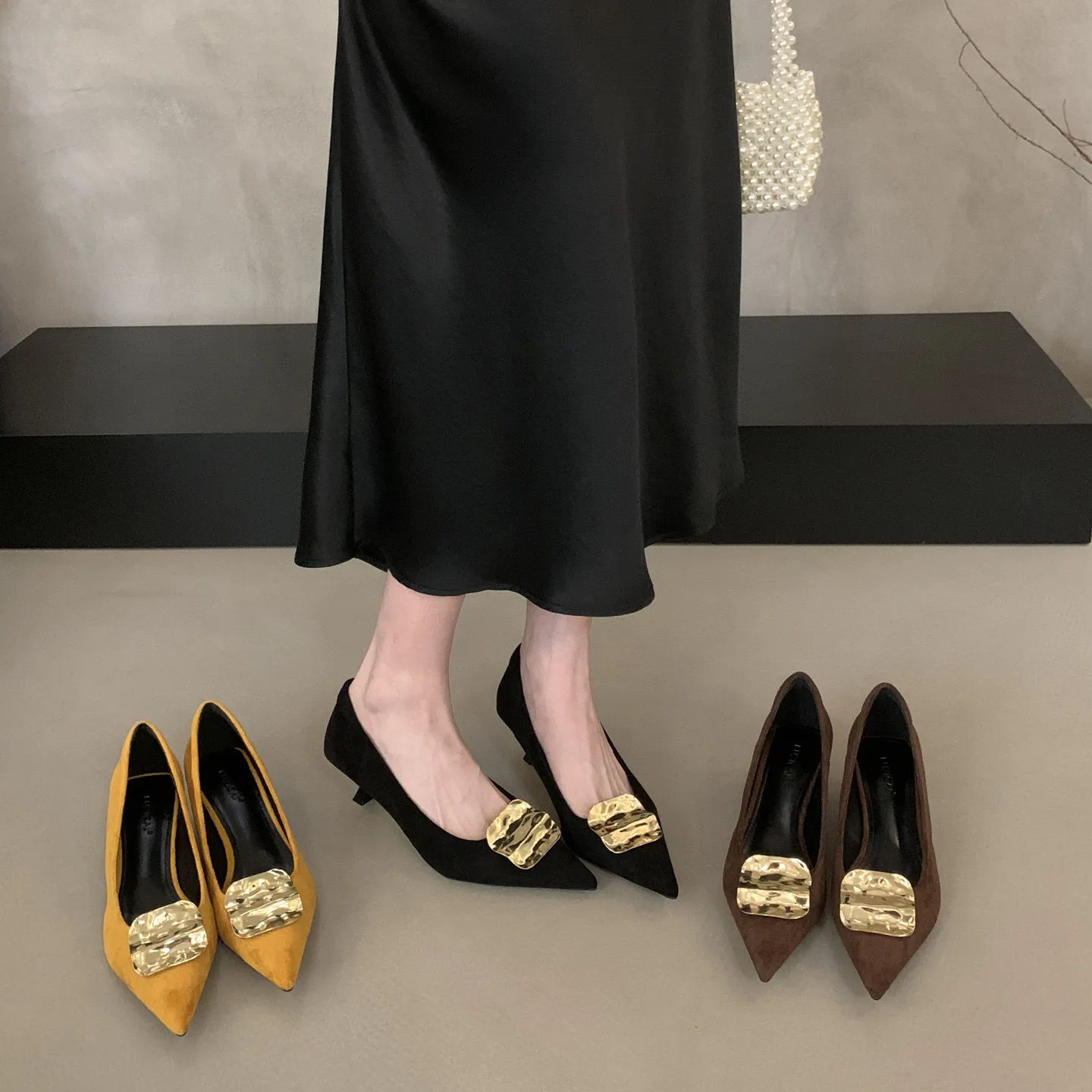 Bailamos 2025, nuevo zapatos de tacón con punta estrecha para mujer, zapatos de tacón con punta estrecha, zapatos náuticos poco profundos, zapatos de tacón bajo fino