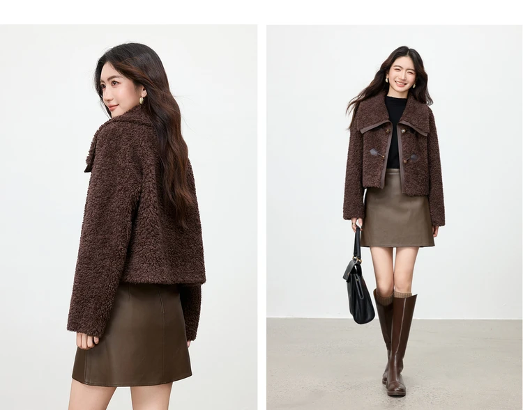 SENTUBILA Damen-Granulat-Samtjacke 2026 Winter Wellenförmige Textur Großer Umlegekragen Warmer Nicht-Plüschiger Locker Sitzender Mantel W54WJ4039 – Detail 21