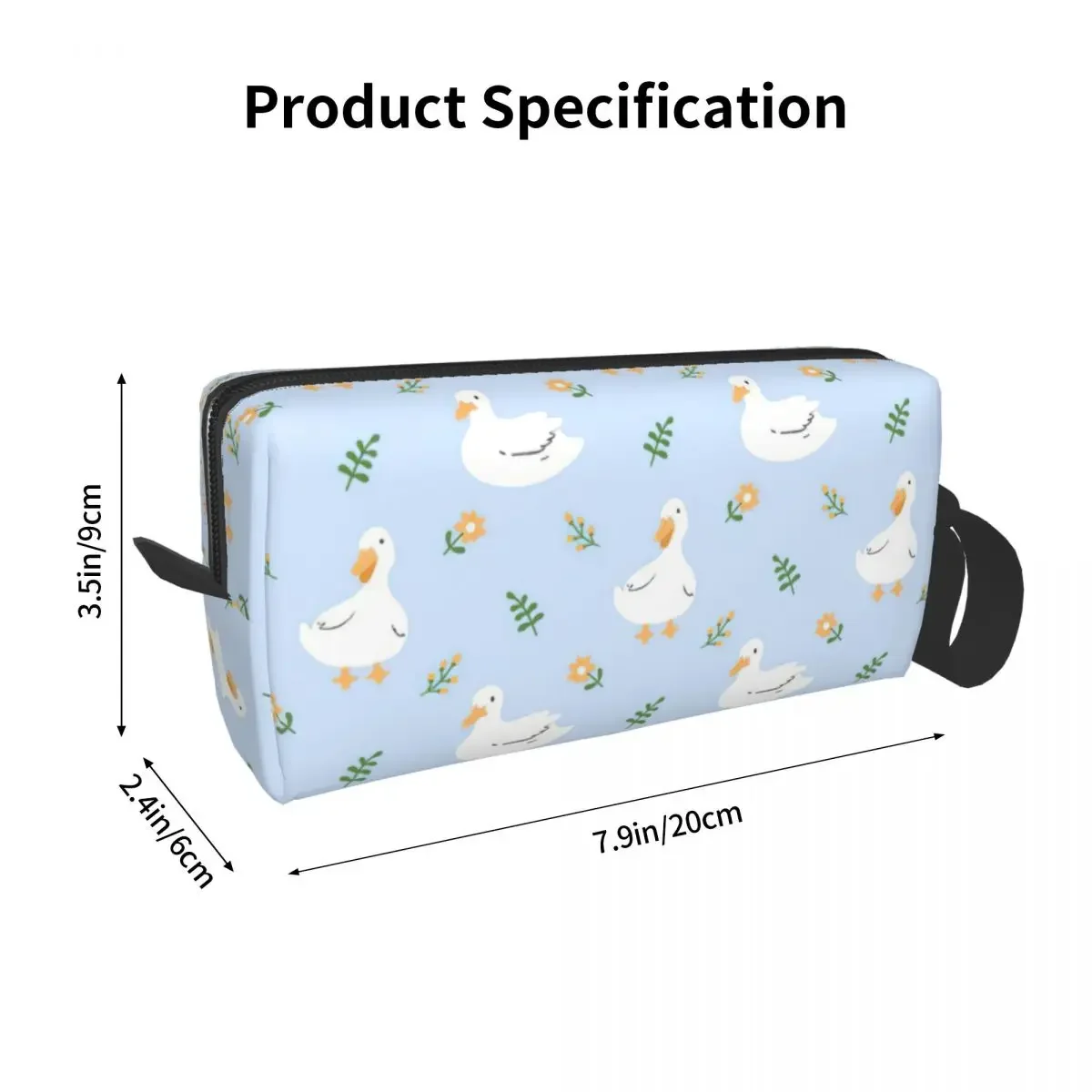 Trousse de maquillage mignonne de fleur de canard pour les hommes et les femmes, sac cosmétique de voyage, trousse de toilette de dessin animé, stockage de poudres