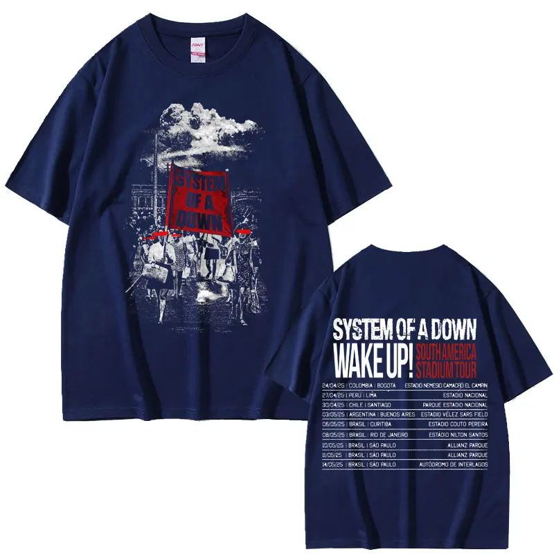 System of A Down Wake Up Tour T Shirts Men Women Vintage Rock Oversized Short Sleeve T Shirt 90s Alternative Metal Merch T-shirt