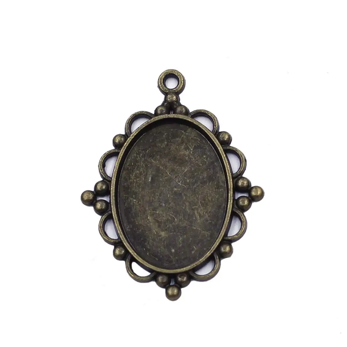 10PCS Bronze Tone Oval Charm Pendants Base Setting 39x30mm Fit 25x18mm Lace Decoration DIY Handicrafts Jewelry Accessories