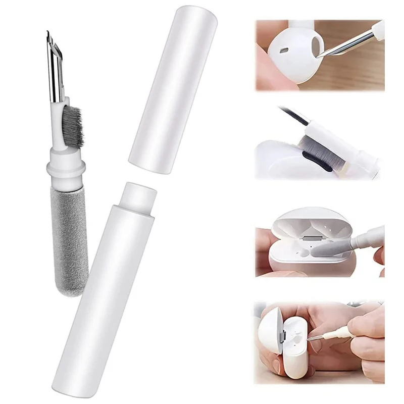 Zestaw do czyszczenia słuchawek Bluetooth, zestaw do czyszczenia słuchawek dousznych, wielofunkcyjny długopis czyszczący z miękką szczotką i gąbką flokującą do słuchawek