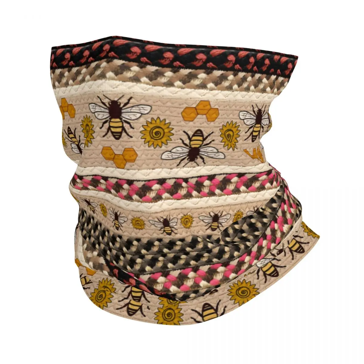 Bee Braided Motif Scarf Neckerchief Neck Face Mask Polyester