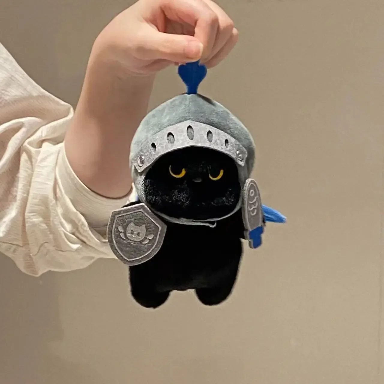 Stuffed Animals Plush Knight Cat Doll Plush Toy Black Cat Accompanying Doll Comfortable and Soft Brithday Gift for Friends