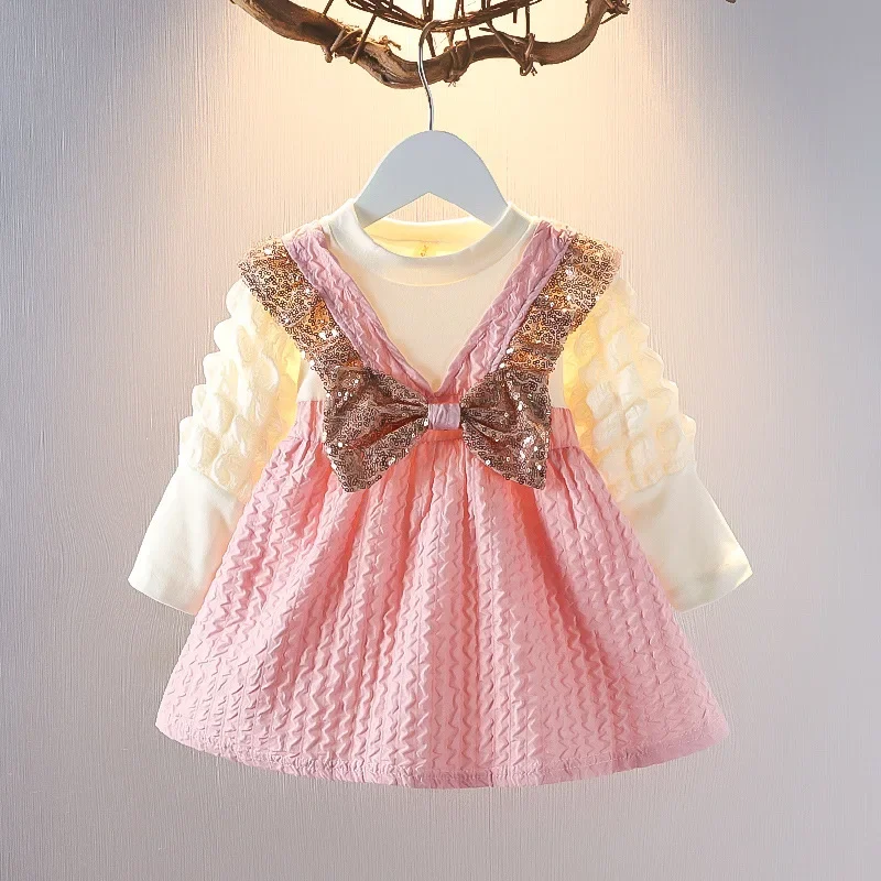 Birthday Dress Kid Outfit Child Clothes Fashion Baby Girl Dress Sequined Bow Wedding Party Princess Costume Elegant Toddler