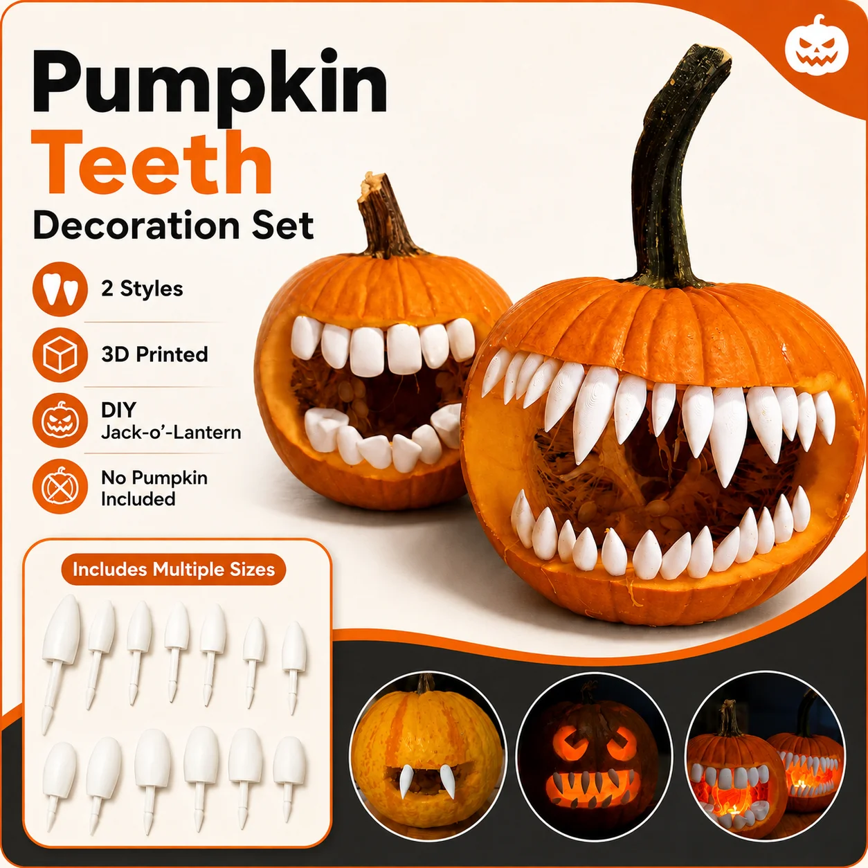 3D Printing Dental - 3D Printed Pumpkin Teeth Inserts Halloween