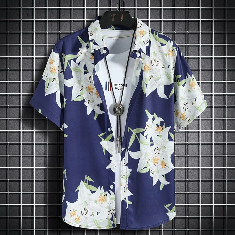 Hawaiian Beach Shirt Men Women Fashion Single-Breasted Short Sleeve Shirts Quick Dry Seaside Vocation Blouse LOOSE Clothes Male