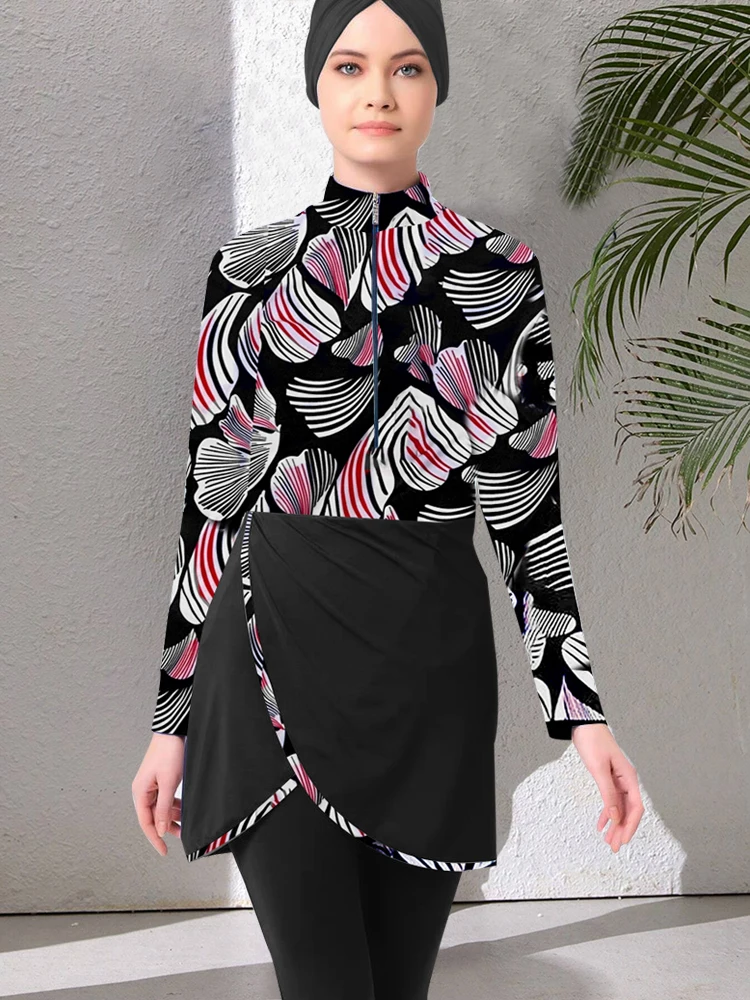 3PCS Summer Muslim Swimwear Burkini Women Modest Bathing Swimming Suit  , Hijab, Top, Pant