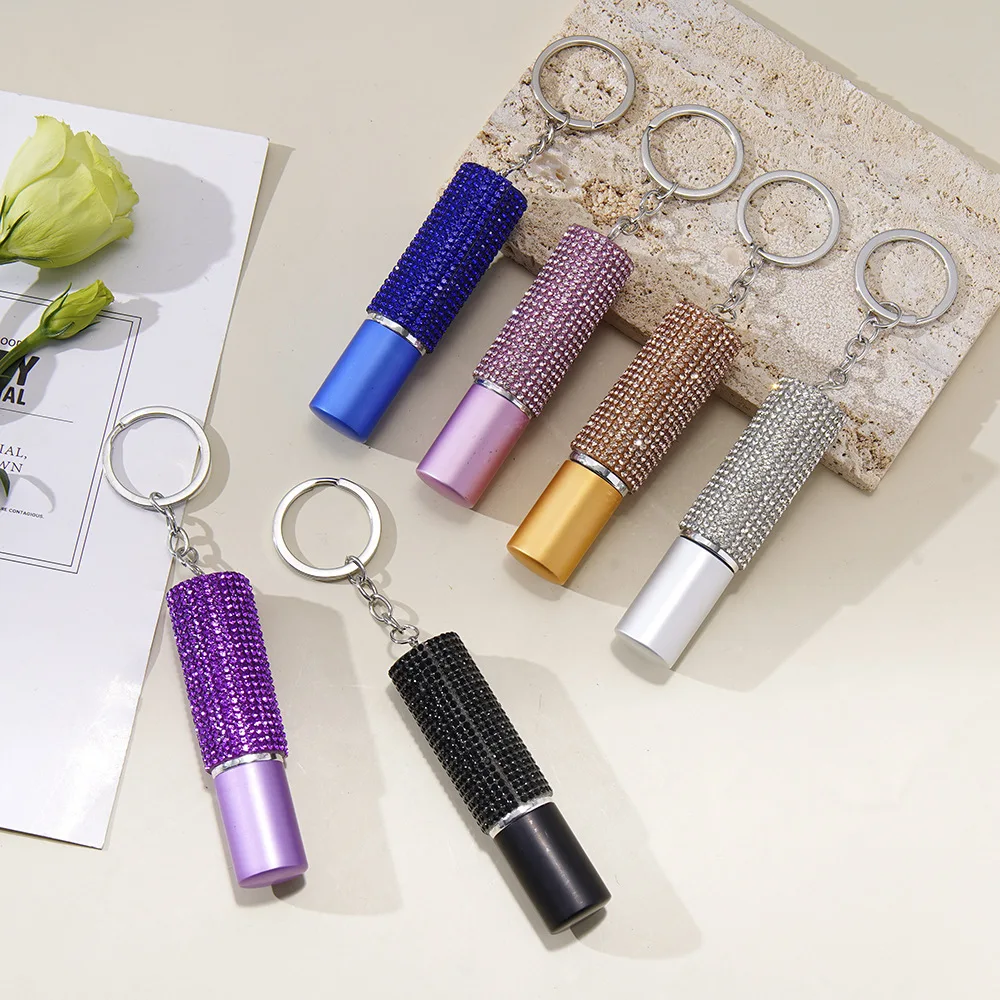 

10ml Empty Perfume Refillable Bottles with Diamond Decoration Women Keychain Perfume Spray Dispenser Atomizer Travel Portable