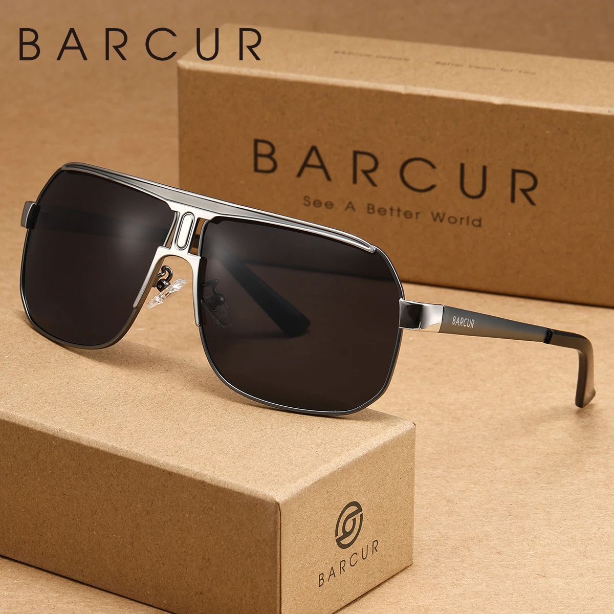 

BARCUR унисекс, поляризационные солнцезащитные очки в стиле ретро, оправа с линзами TAC для музыкального фестиваля, отпуска, брендовая упаковка UV400, идеальный подарок