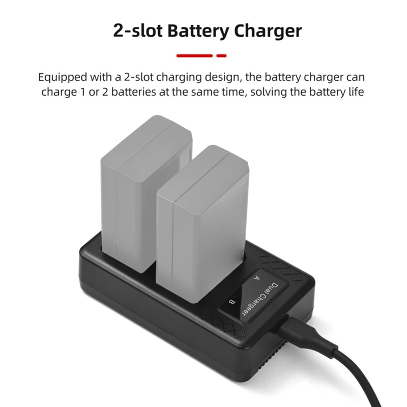 Portable 2-Slot Battery Charger for V1/V860III Series Flash Speedlite Batteries VB26A/B/30 Charging Case 5V/3A 15W-DT30