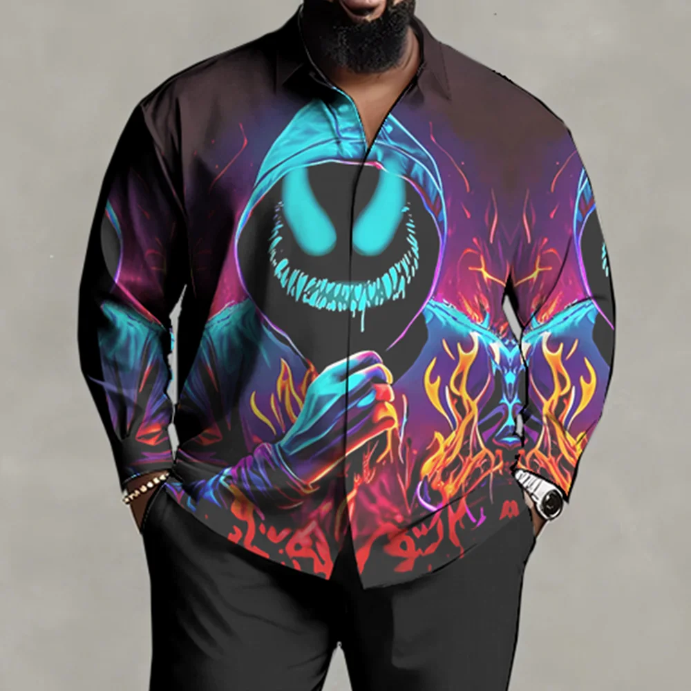 طقم قميص رجالي مقاس كبير S-9xl: سحر حيوان جوفي - نسيج مسامي، تصميمات حيوانات أنيقة وجذابة، مقاومة للتجاعيد، #2