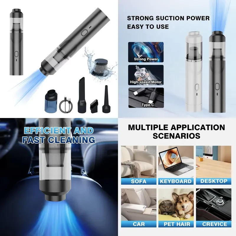 For Small Handheld Strong Suction Air Duster Blowing Mini Portable Wireless Car Vacuum Cleaner Home Desktop Cleaning