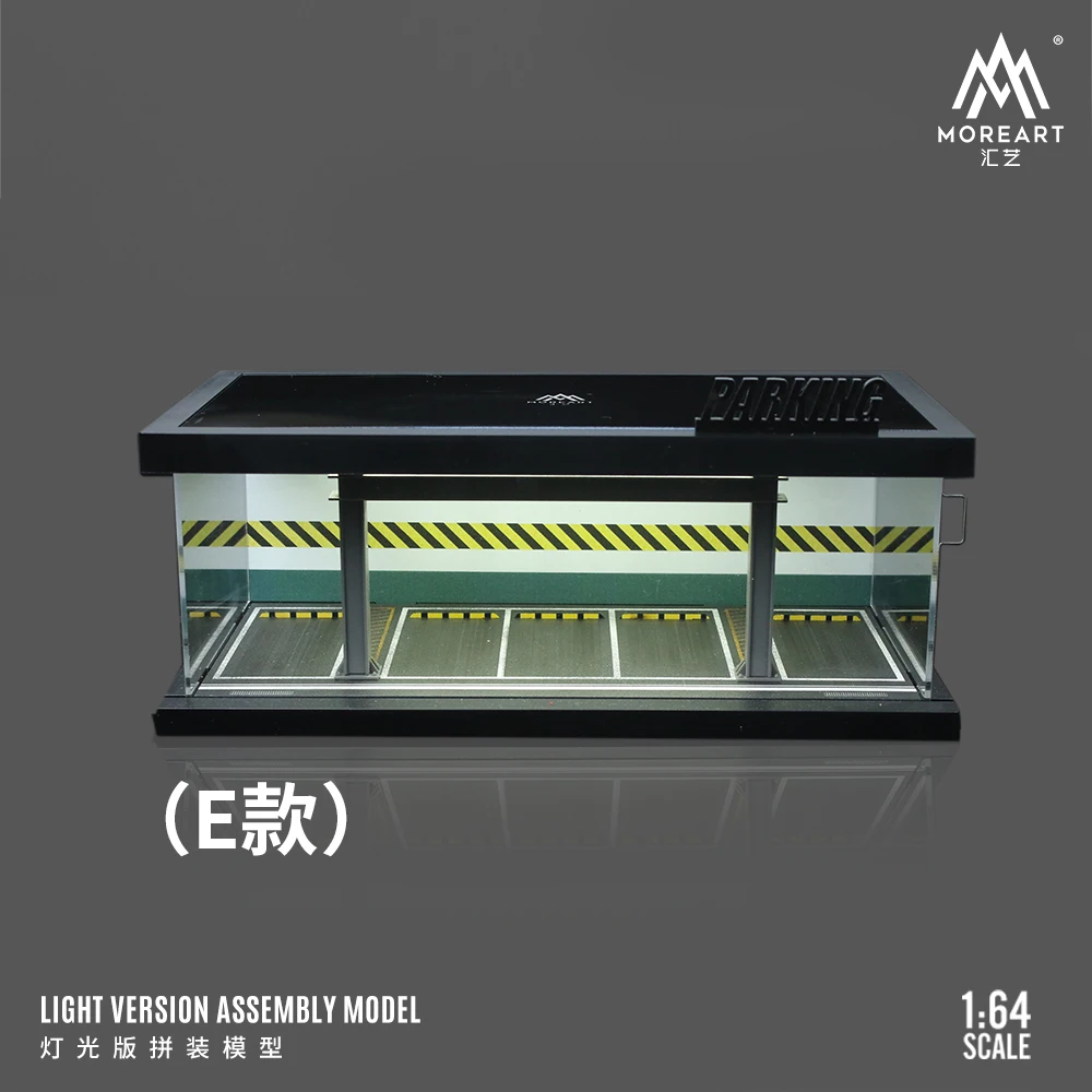 MoreArt 1:64 theme car parking lot lighting version assembly scene simulation car model decoration
