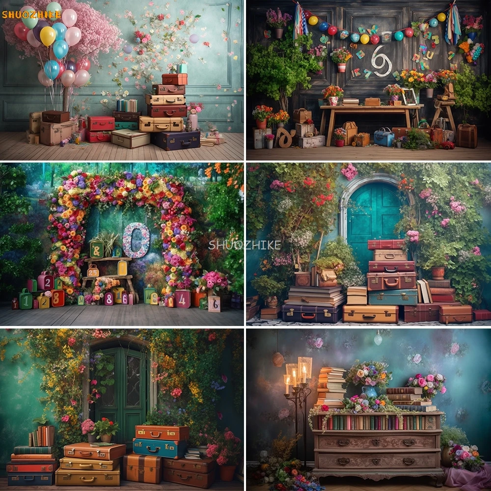 

Photography Backdrop Flower Wall Book Desk Back to School Student Graduation Party Banner Photocall Background Photo Studio